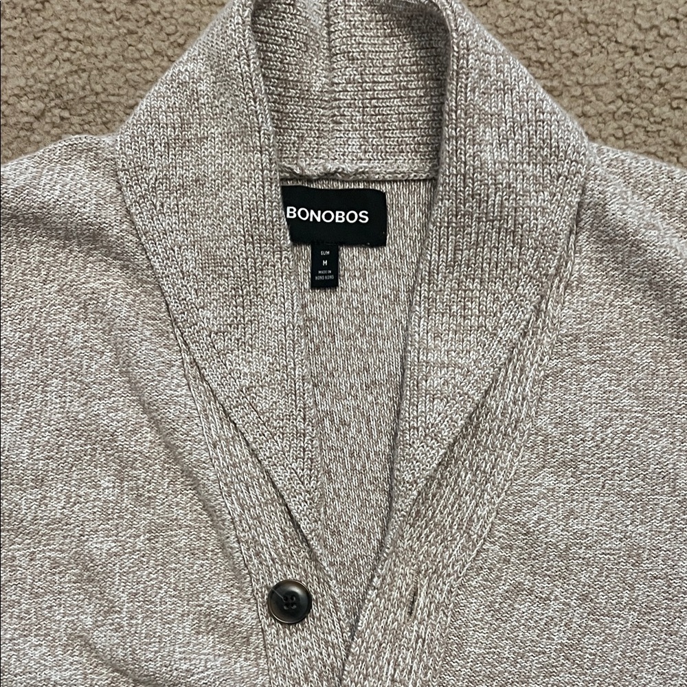 Bonobos Beige Shawl Collar Cardigan